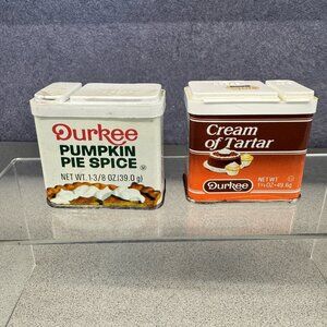 Vtg Durkee Pumpkin Pie Spice Cream of Tartar Tin Set Retro Kitchen Collectibles